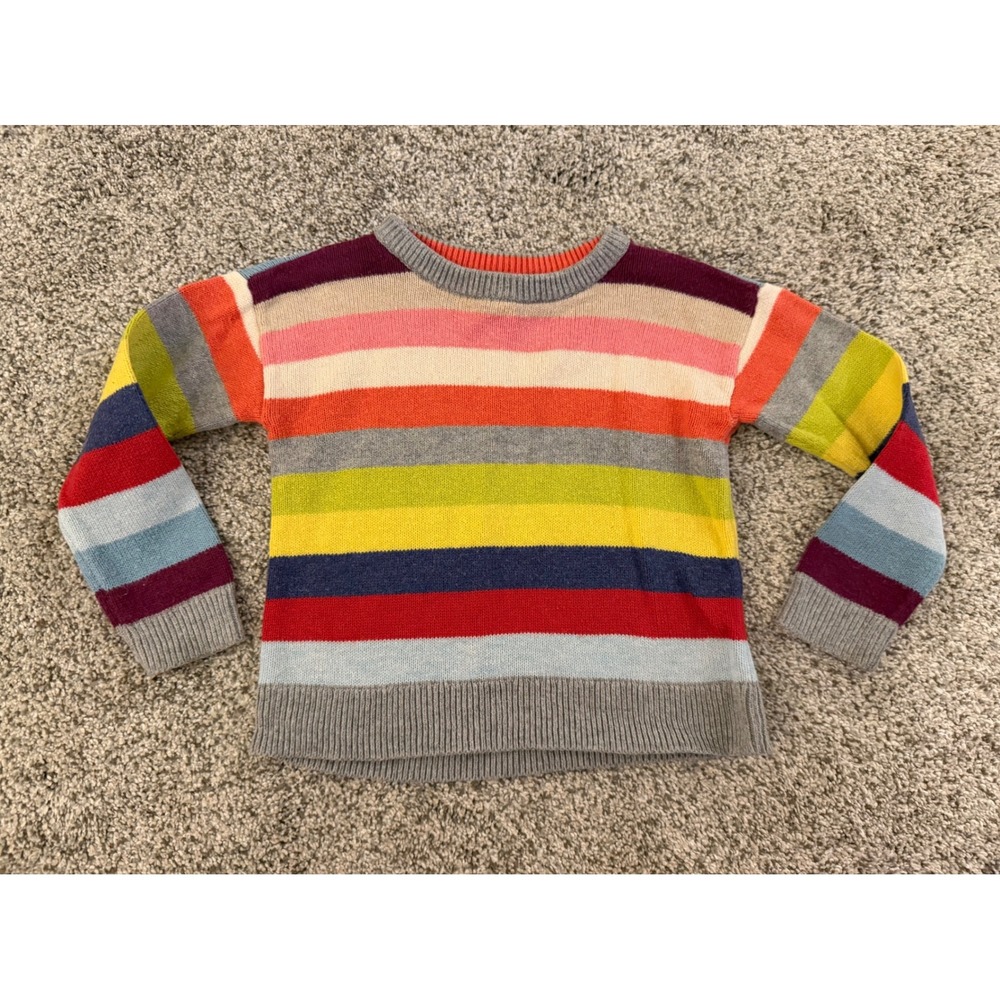 Baby Gap Toddler Rainbow Stripe Knit Sweater Crew Neck Multi‎ Color 2T